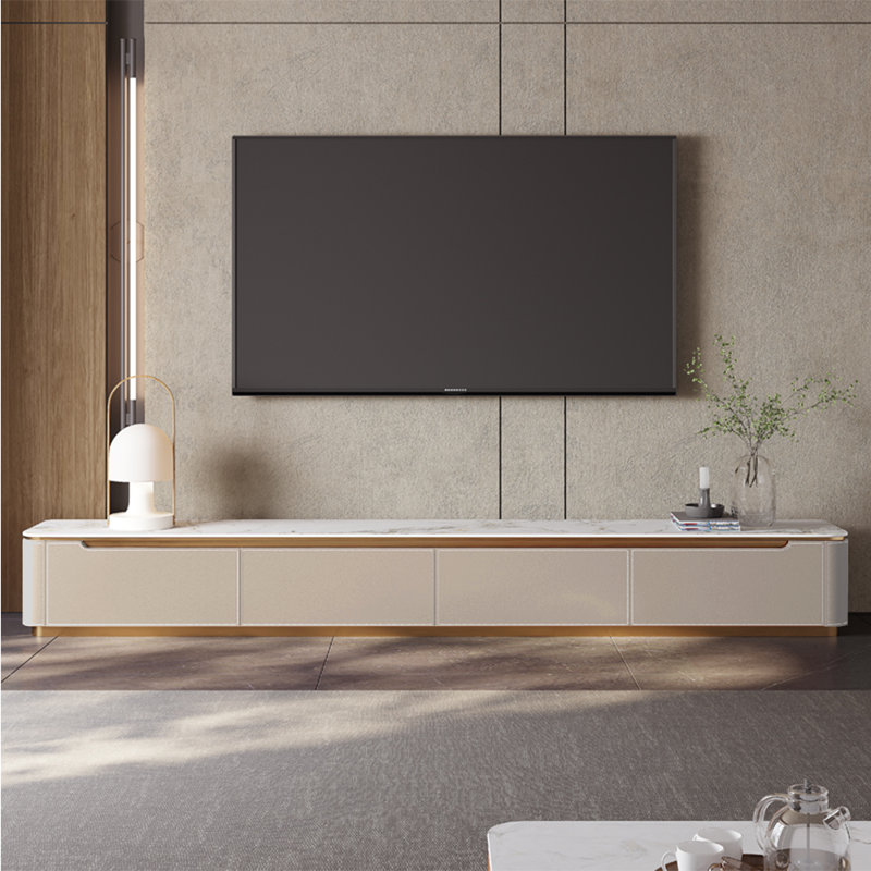 Meuble télé de style moderne et minimaliste, Beige / blanc gris, 78.74"