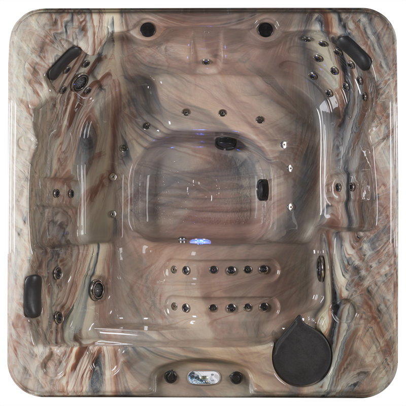 Revive Symphony LS 6 Person 50-Jet 89-Port Hot Tub with Insulated Cover Included, Tuscan, Espresso