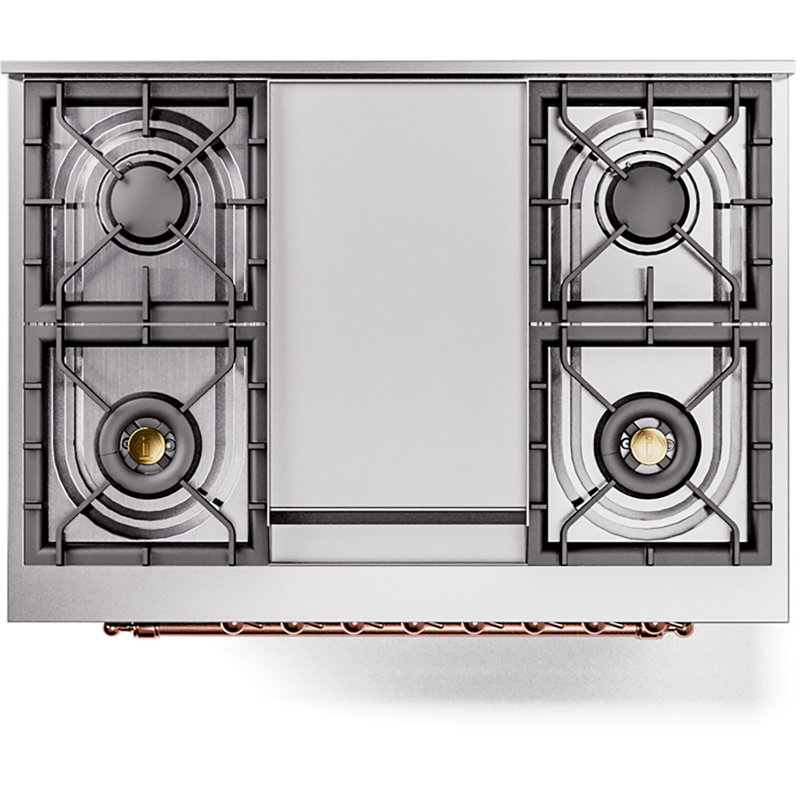 ILVE Nostalgie II 36 Dual Fuel Range, knobs, Burgundy/Copper, Natural Gas