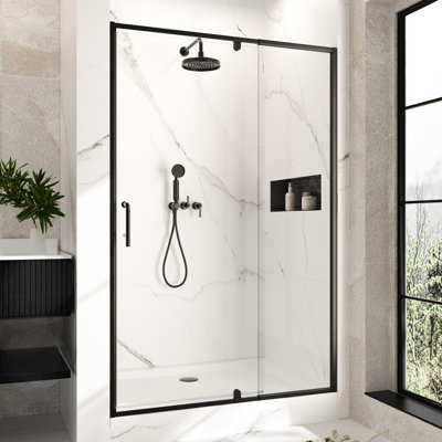 Porte de douche pivotante en verre demi-cadre l 44-48 "x H 72"