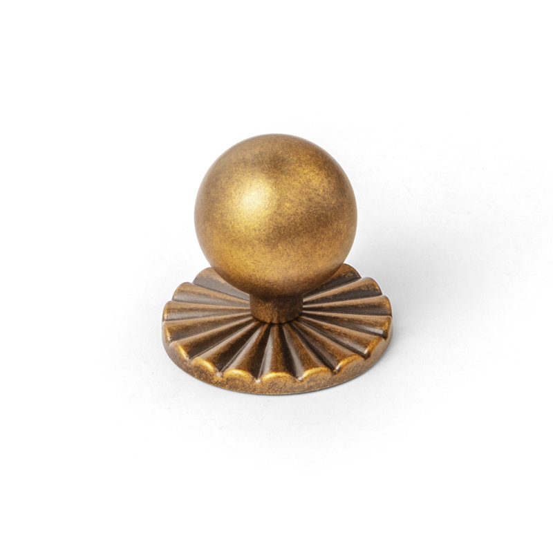 1" Diameter Round Knob With Backplate(2317Ban), Antique Brass