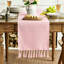 Blush Pink Boho Rural Rustic Farmhouse Tassel Table Runner, 33x183 cm Spring Kitchen Dining Table Decoration Wedding Holiday Party Decor-135299015
