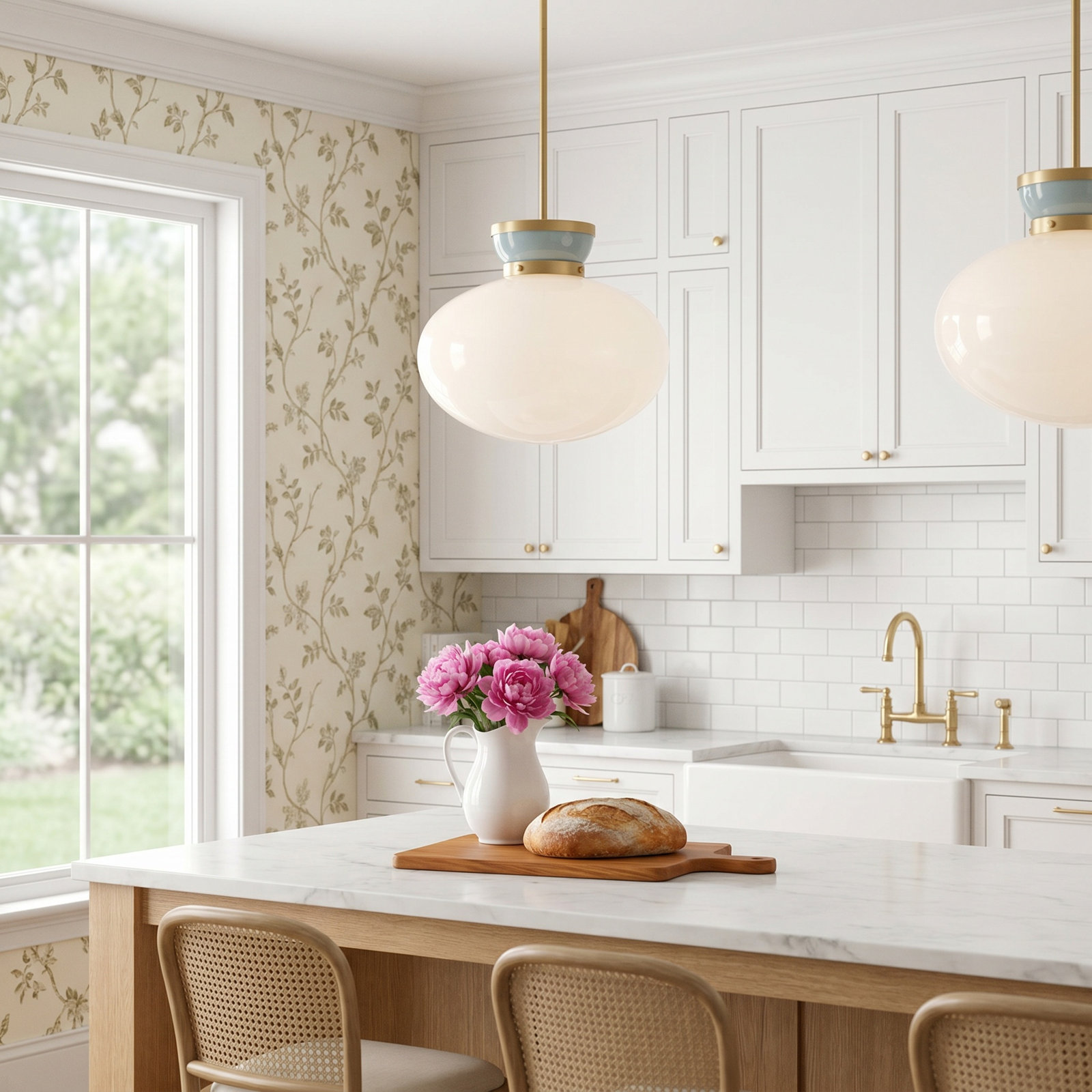 Dimmable Opal Glass Single Light Pendant, Bronze