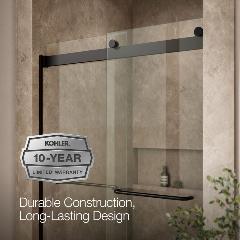 Levity 47.63" x 74" Bypass Shower Door with CleanCoat® Technology, Crystal Clear, Matte Black