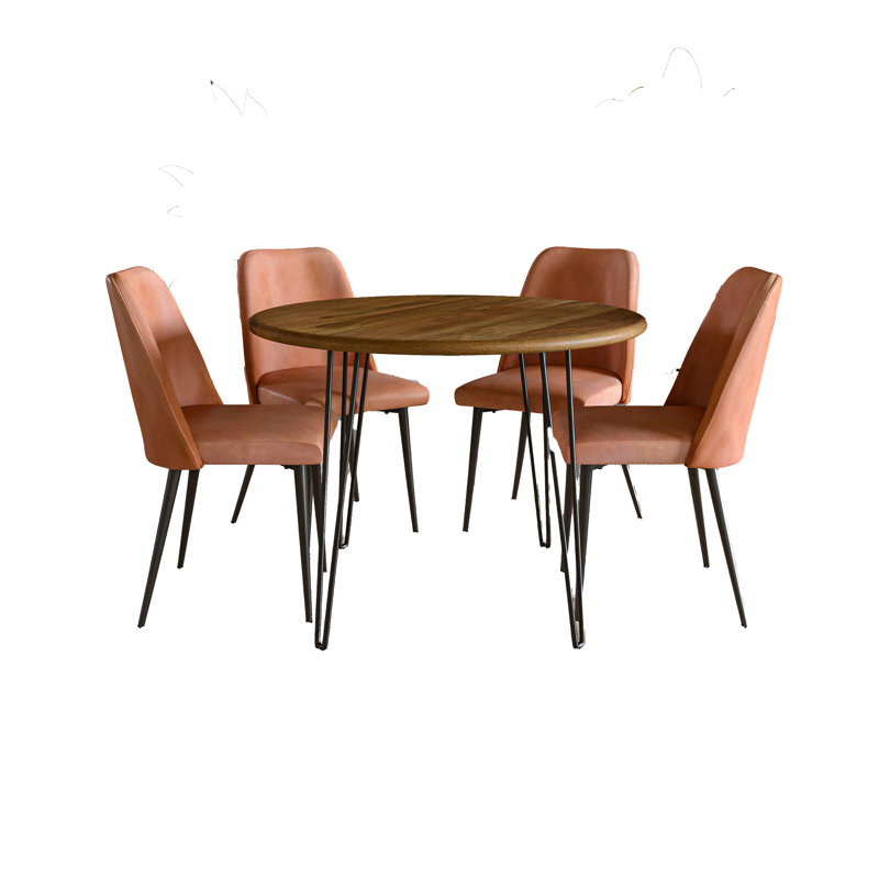 Ensemble de salle à manger 4 personnes Dawley, Marron clair