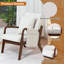 Fauteuil d'appoint en bois massif de 26 po de largeur Mid-Century avec coussin supplémentaire et pochette de rangement