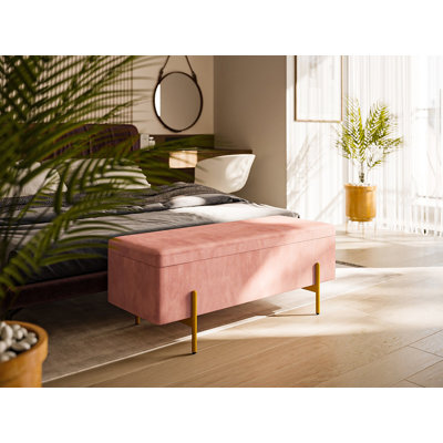Rasco 110cm Wide Velvet Rectangle Footstool Ottoman with Storage
