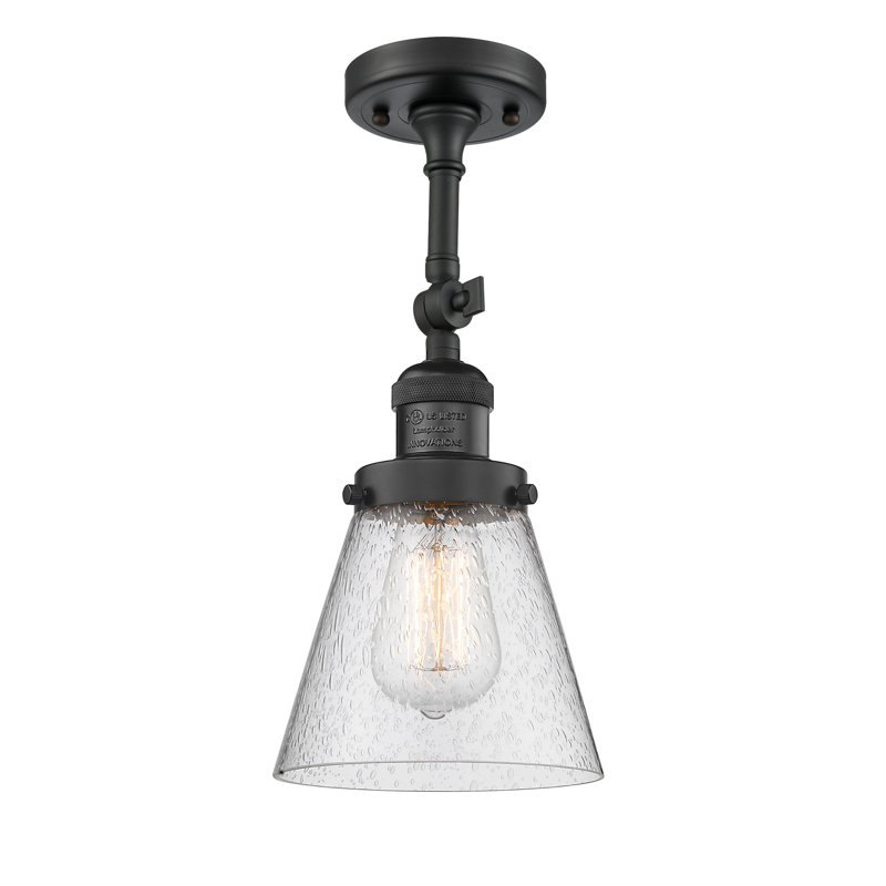 Hardiman Glass Semi Flush Mount, Seedy, Matte Black, 13.5" H x 6.25" W x 6.25" D