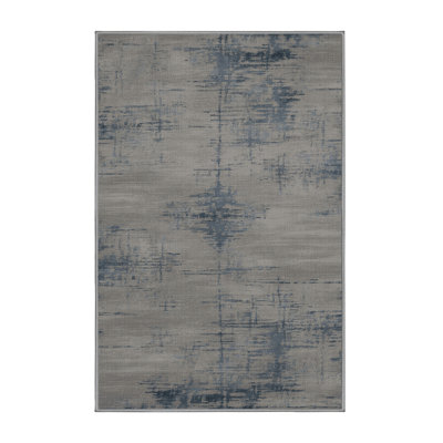 Machine Washable Abstract Gray Area Rug