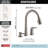 Kate Brushed Nickel Kitchen Faucet with Pull Down Sprayer and Soap Disperser, Modern Two Hole Kitchen Sink Faucet, Single Handle, Stainless-3843195