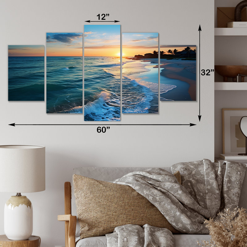 «Tranquil Shores Sunset Beach Horizon II - Coastal Beach», art mural