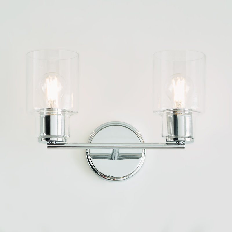 Sayward Chrome 2-Light Vanity Wall Sconce with Clear Glass Shades