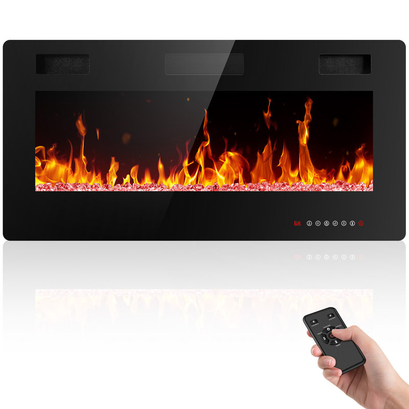 Wall-Mounted ** Electric Fireplace Insert with Remote, 18.10" H x 36" W x 3.80" D