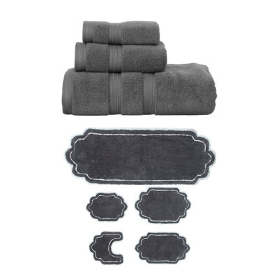 Ensemble de serviettes de bain 3 pièces et tapis de bain 5 pièces Talbert Collection, 100% coton doux, turquoise