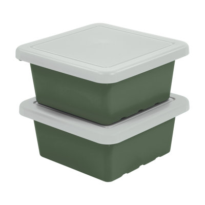 ECR4Kids Stackable Square Bins with Non-Snap Lids, Multipurpose Organization, 2-Pack