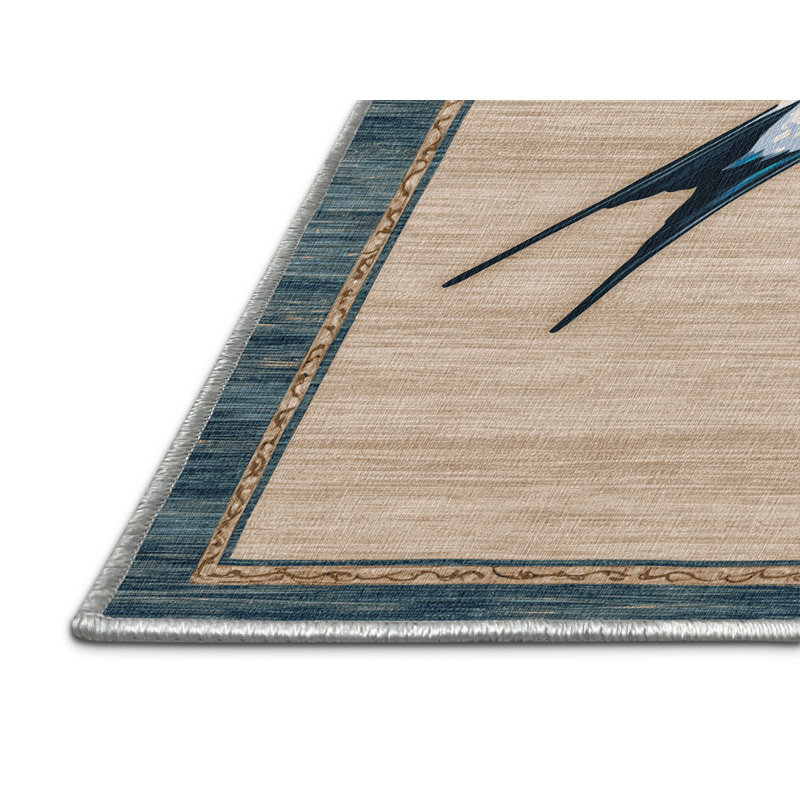 Washable Tree Swallow Birds Area Rug, Round 5'