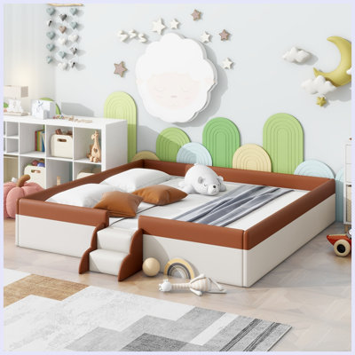 Floor Upholstered Kids Bed With Stairs
