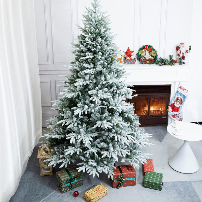 Artificial Flocked/Frosted Pine Christmas Tree, 7'