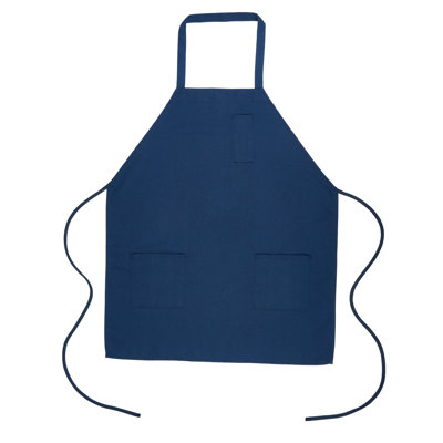 Tablier à dosseret 101, 1 serviette de service avec 3 poches - mi-longueur, lavable à la machine, polyester noir unisexe, pour hôtel, bar, café, salon, restaurant, spa, fleuriste, etc.