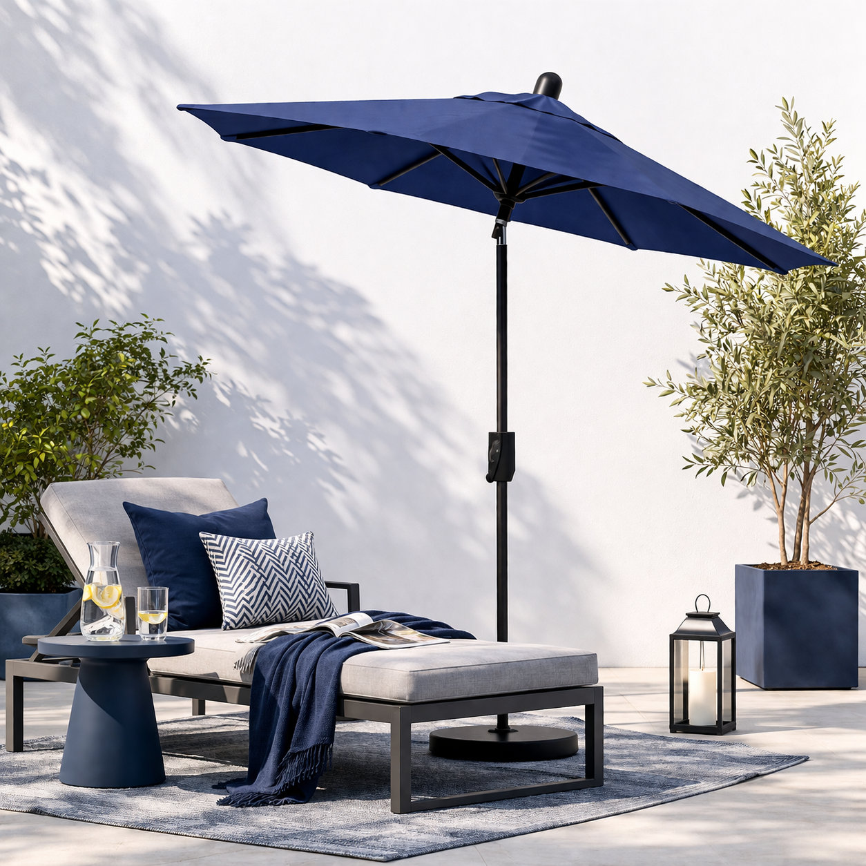 Natalie 6.2' Umbrella, Antique Bronze, Navy