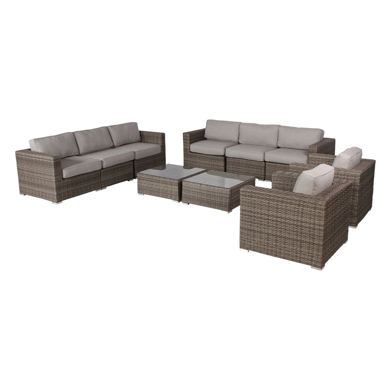 Tressel Fully Assembled 6 Piece Sunbrella Sofa Seating Group with Cushions, Olefin Gray, Gray