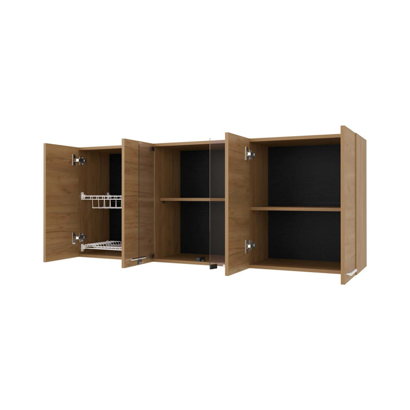 Armoire murale en mélamine avec 4 portes et rangement en verre