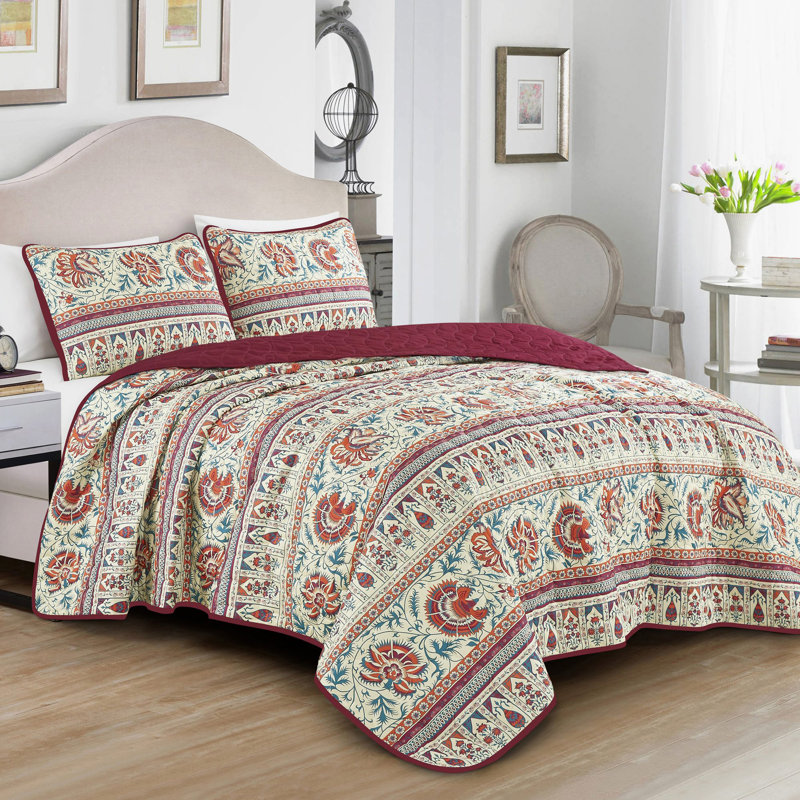 Ensemble d'édredon en microfibre imprimé 3 pièces - Ensemble de literie luxueux avec motif complexe, Brun