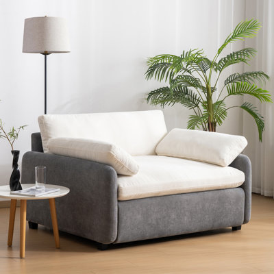 Chaise moderne moderne de 50 po x 43 po, fauteuil en chenille à assise large, canapé avec 2 coussins pour le salon, la structure et le style minimaliste