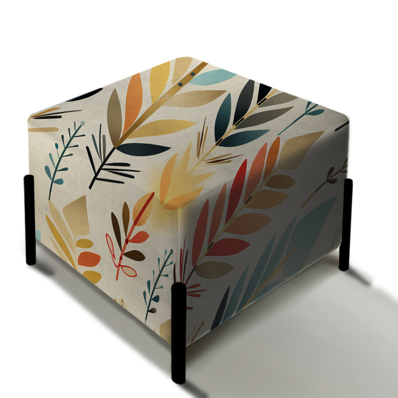 Ivory Boho Accents - Chevron Square Ottoman