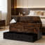 Banc de rangement à 3 tiroirs avec charnières de sécurité, coffre en bois rustique pour l'organisation du salon, de la chambre à coucher et du vestibule
