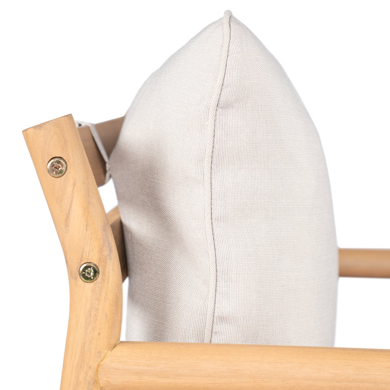 Fauteuil club de patio en bois d'acacia (1 pièce) - Finition teck, coussin beige résistant à l'eau