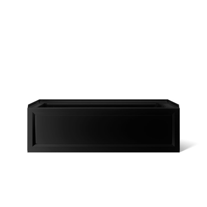 Archer 66" X 32" Alcove Bath with Bask Heated Surface, Integral Apron, Integral Flange, and Right-Hand Drain, Black, Left