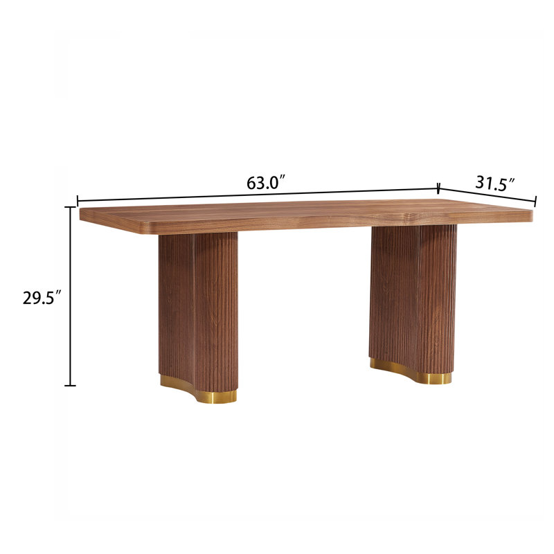 Table de salle à manger rectangulaire moderne en bois, Brun