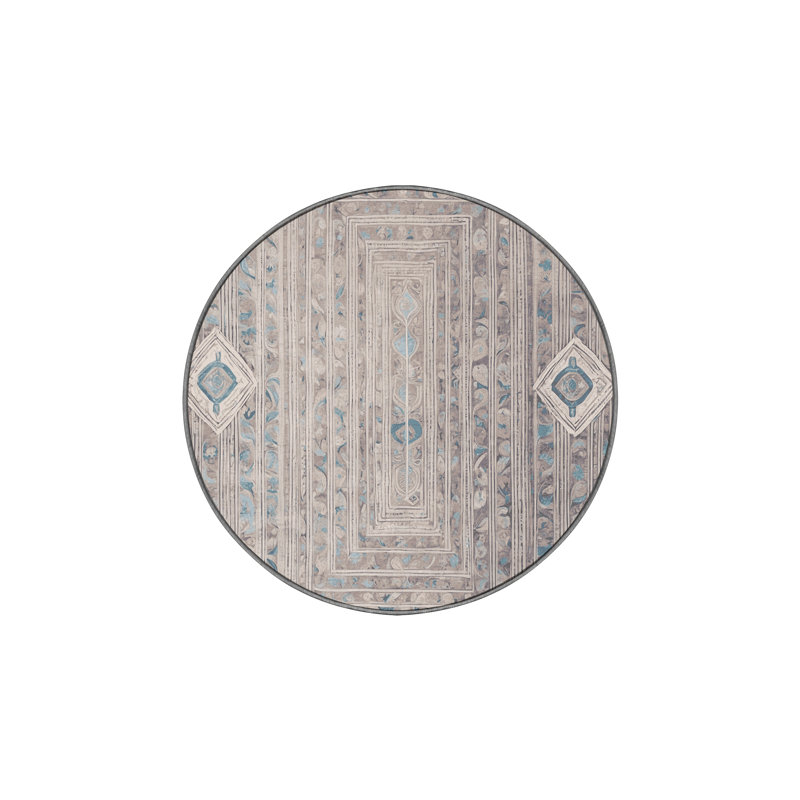 Machine Washable Gray Area Rug, Round 3'