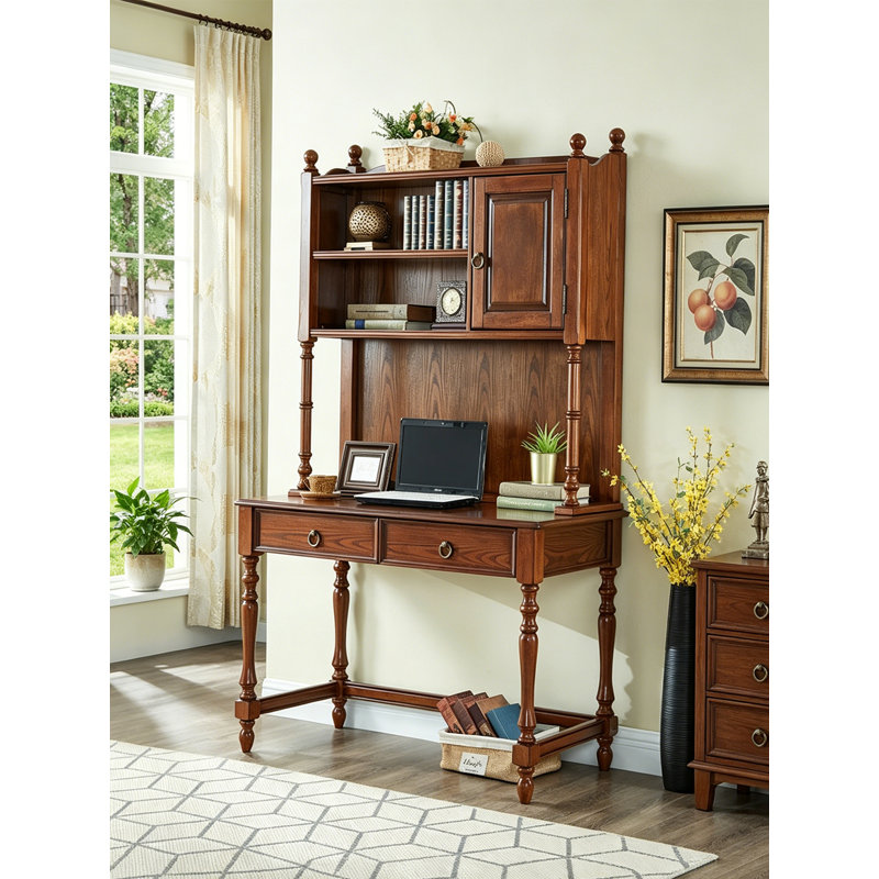 Bureau américain en bois massif avec bibliothèque American Style