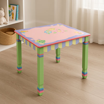 Teamson Kids Magic Garden Wooden Table with Floral Top and Colorful Spindle Legs – Kid-Sized Play Table for Bedrooms and Playrooms by Teamson Kids
