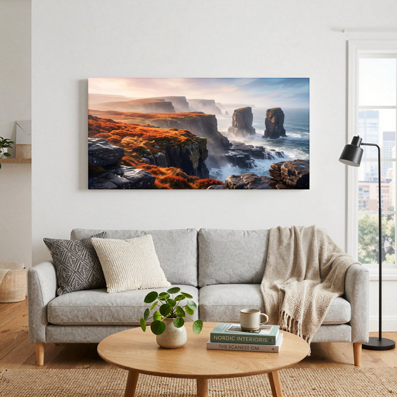 Ensemble de 1 tableau sur toile représentant des falaises côtières, L 40 po x H 20 po, Wrapped Canvas