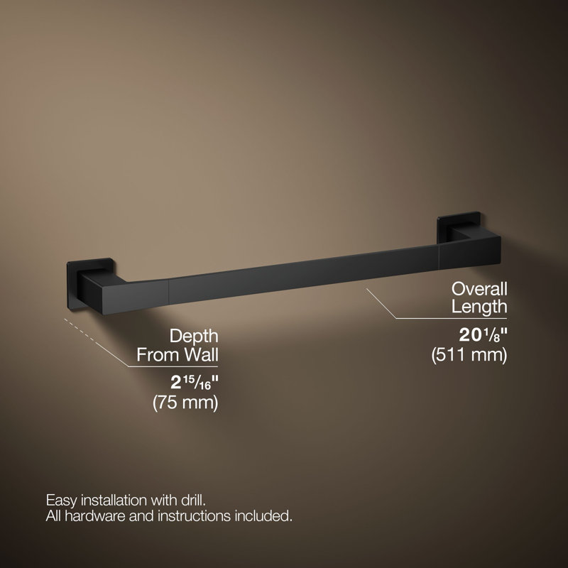 Honesty Towel Bar, Matte Black, 18"W