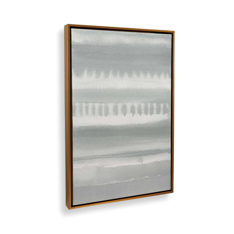 Toile tendue à rayures douces dégradées, H 36,75 po x l 24,75 po x P 1,75 po, Cadre flottant or poli