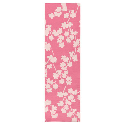 Tapis rose en laine tissé à la main Bellête