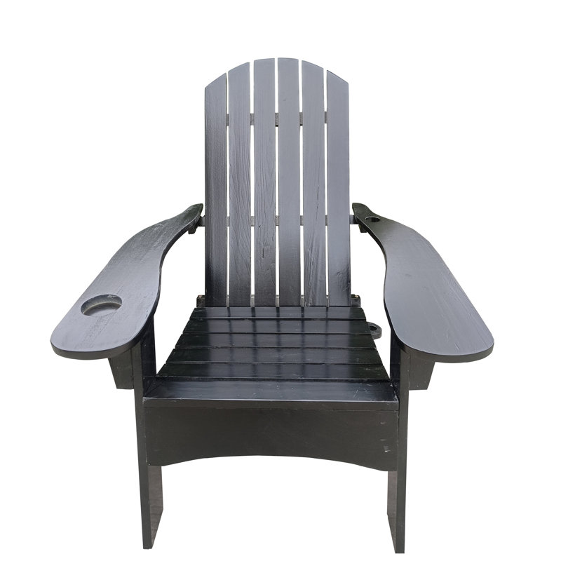 Comfortable Outdoor Black Wood Chair With Umbrella Opening - Ideal For Patio, Deck, Porch, Garden And Poolside Relaxation Feature Versatile Relaxing In Garden,