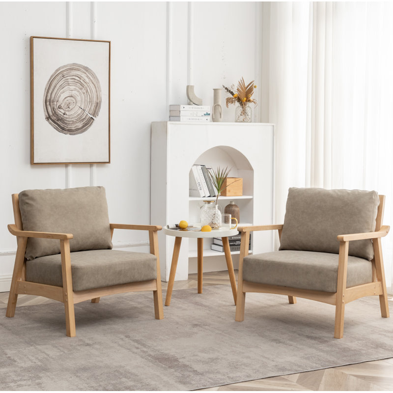 Fauteuil en polyester de 27 po Willbanks, Vintage Taupe Faux Leather