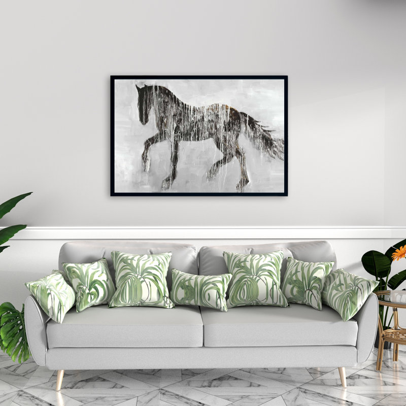 Reproduction de silhouette de cheval brun sur toile, H 24 po x l 36 po