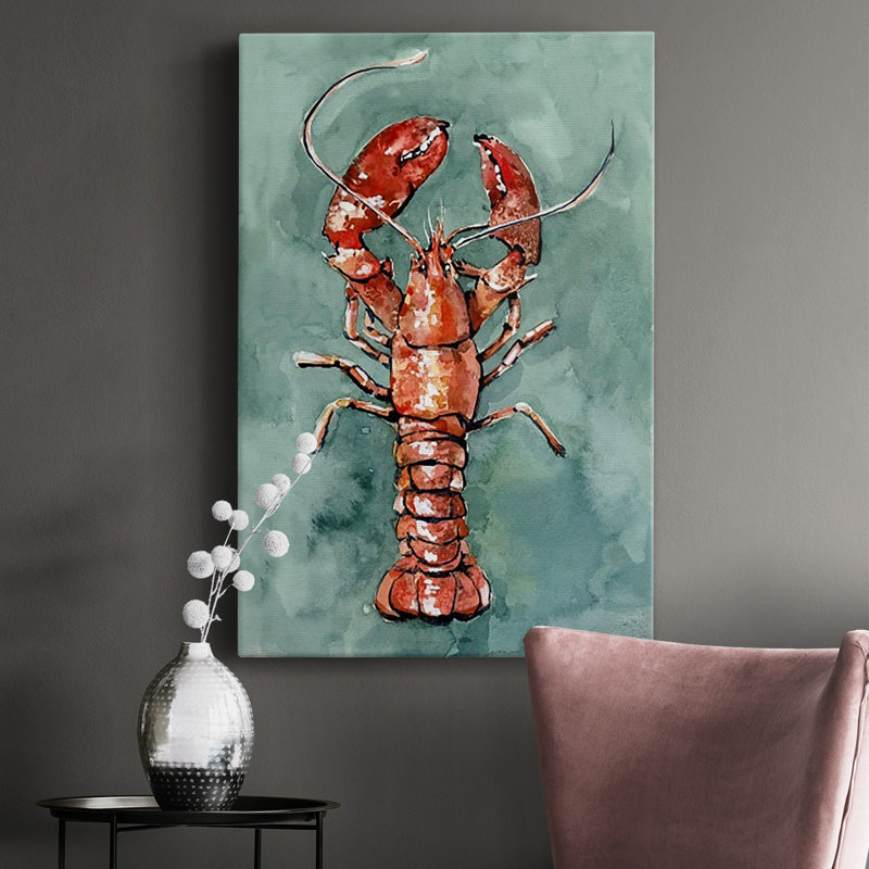 Toile tendue de qualité supérieure Aquatic Lobster II - prête à être accrochée, H 12 po x l 8 po x P 1 po