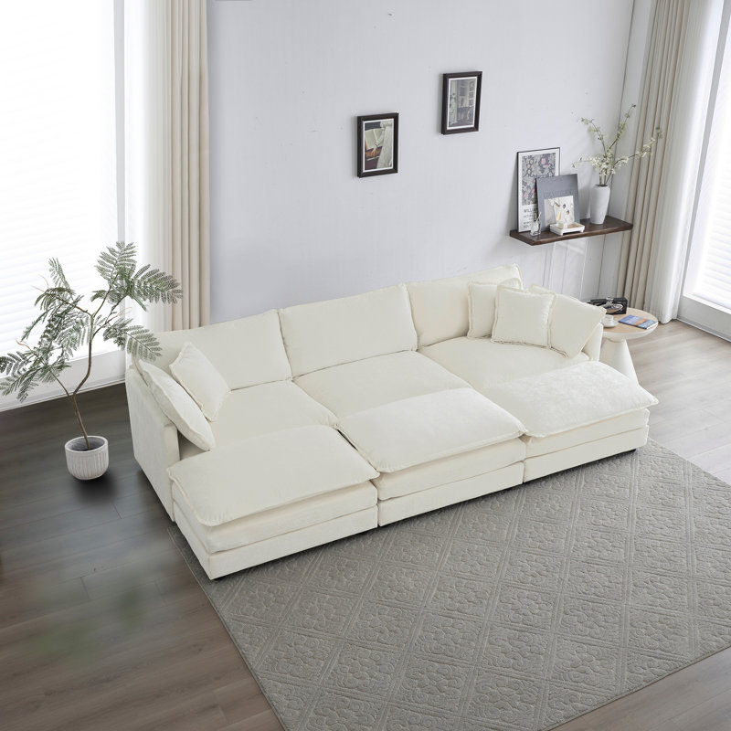 Canapé à assise profonde, tissu chenille haut et respirant, rembourré d'éponge de haute qualité, avec structure en bois massif robuste