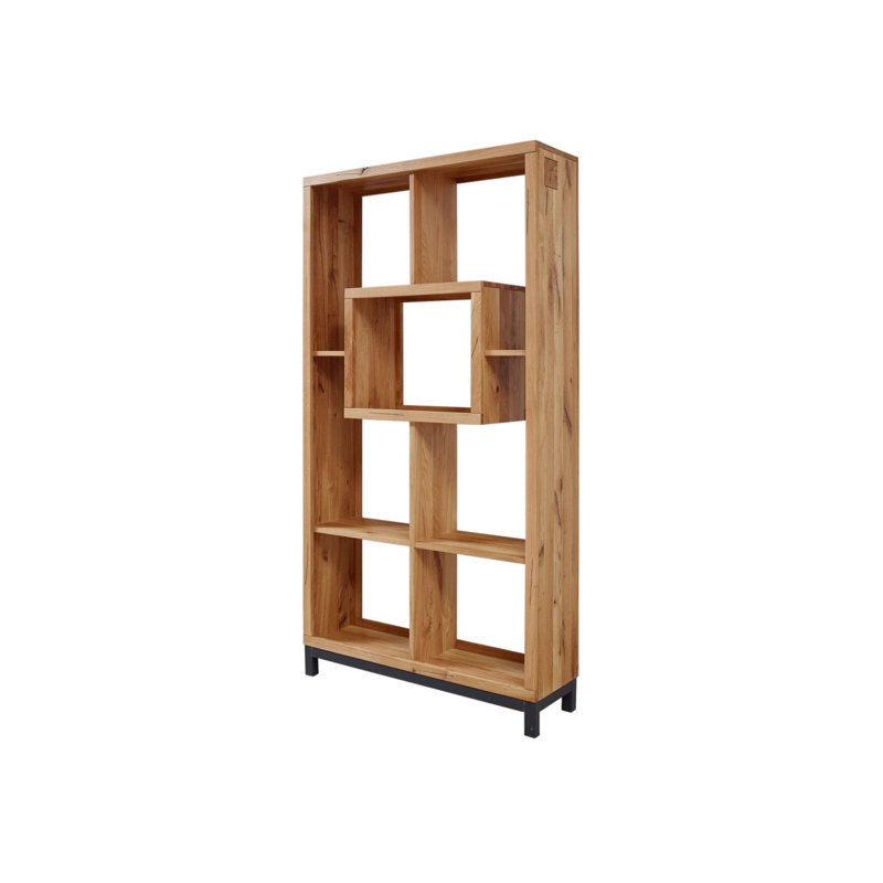 Villanders 200 cm H x 100 cm W Solid Wood Geometric Bookcase, Natural