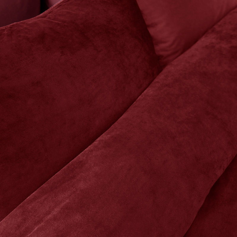Kingsley Soft Matt Velvet Duvet Cover Set, Red, Double Duvet Cover + 2 Standard Pillowcases
