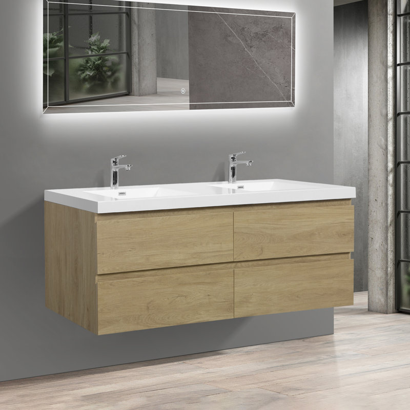 Meuble-lavabo flottant 72 po avec lavabo 72 po, Chêne