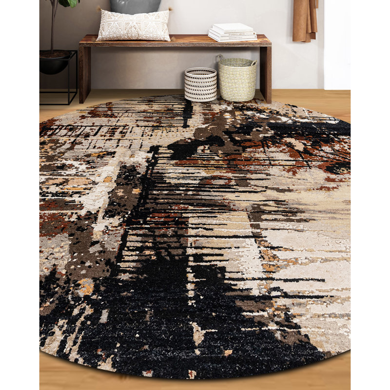 Handmade Silk and Wool Abstract Area Rug