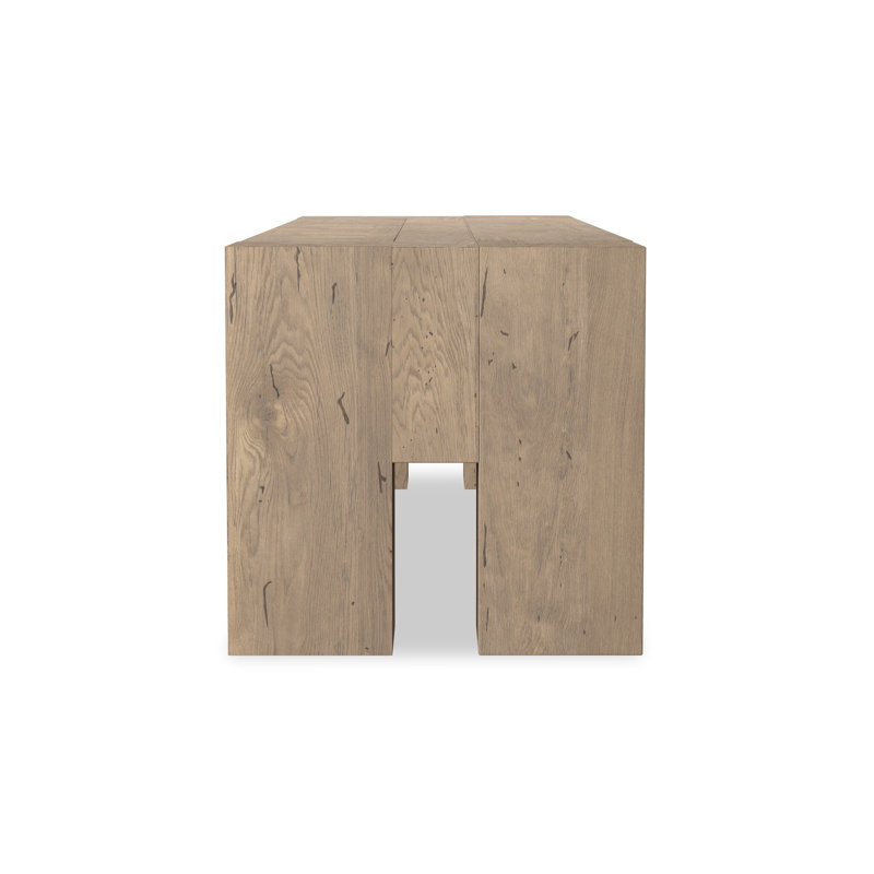 Abaso Dining Bench, Whitewash Rustic Wormwood Oak